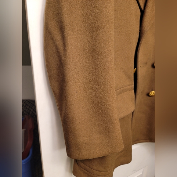 Men's Brown Heavy Wool Green Satin Lining Authentic Military Coat 8 Buttons - Picture 2 of 14